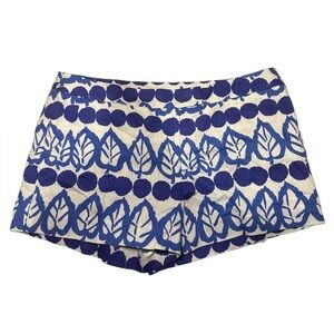 Kate Spade NWT Lainey Lychee Leaf Print Blue and White Cotton Shorts Size 12